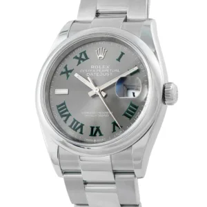 Rolex Datejust 36 126200 slate Wimbledon-style dial close-up