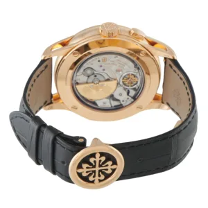 Patek Philippe 5208R-001 rose gold case and black alligator strap