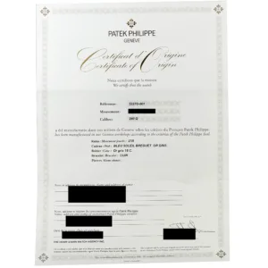 Patek Philippe 5327G-001 Grand Complications perpetual calendar certificate