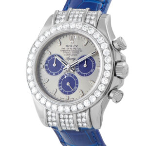 Rolex X Asprey Daytona 116599 grey dial with blue chronograph registers and luminous markers