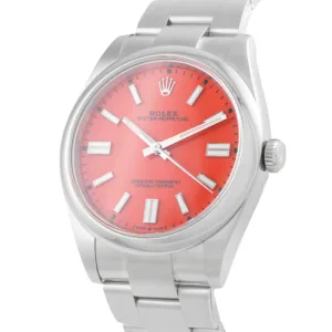 Rolex Oyster Perpetual 41 124300 Coral Red Dial Watch