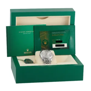 Rolex Datejust 36 126234 silver Roman dial box and papers