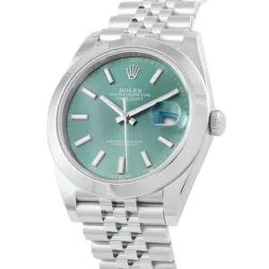 Rolex Datejust 41 126300 mint green dial front view