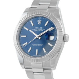 Rolex Datejust 41 126334 bright blue dial White Rolesor front view