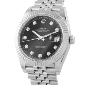 Rolex Datejust 41 126334 black diamond dial White Rolesor front view