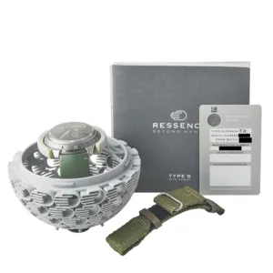 Ressence Type 5 grey rotating hours and minutes display box and papers